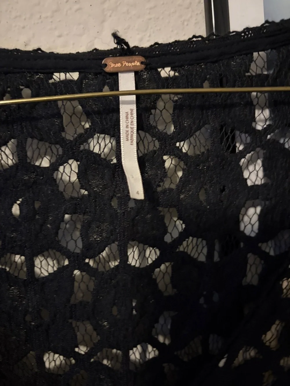 Free People Black Crochet Long Sleeve Tunic Dress - Picture 2 of 2